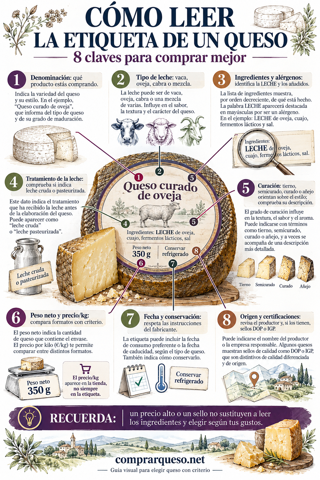 Cómo leer la etiqueta de un queso: 8 claves para comprar mejor