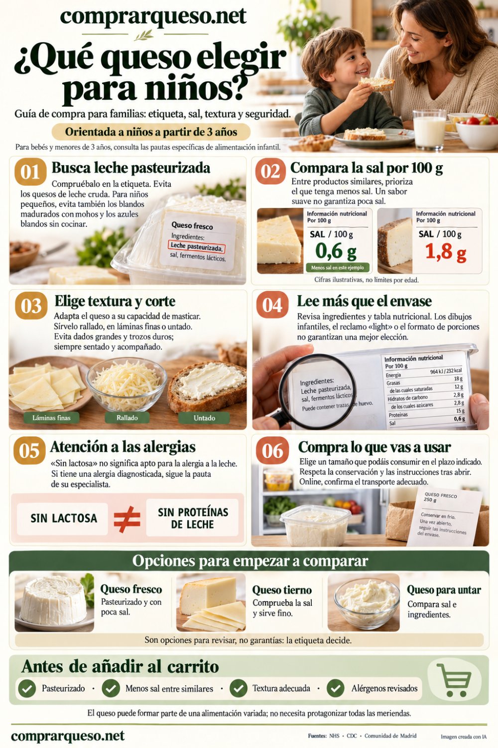 Qué queso elegir para niños: guía de compra para familias