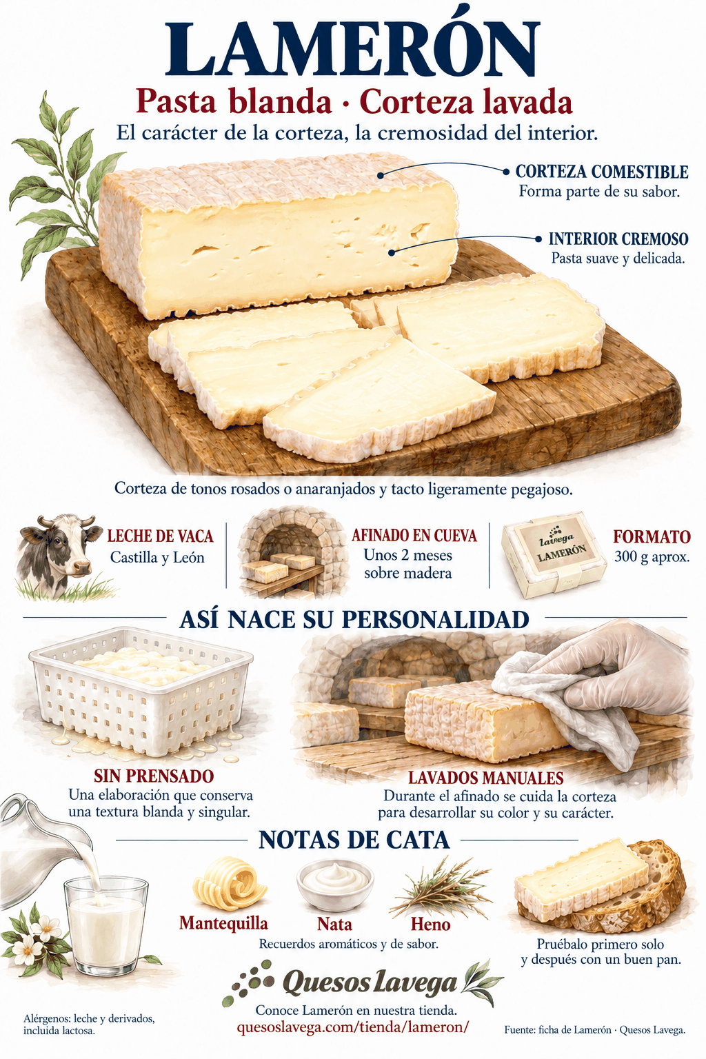 Lamerón: queso de pasta blanda y corteza lavada de Quesos Lavega