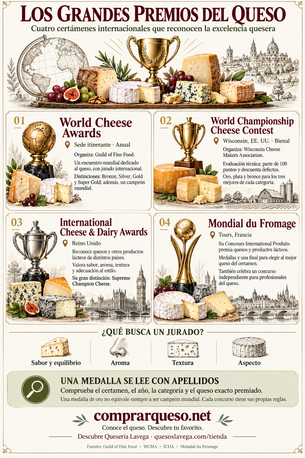 Los grandes premios del queso: qué reconocen y cómo interpretar sus medallas