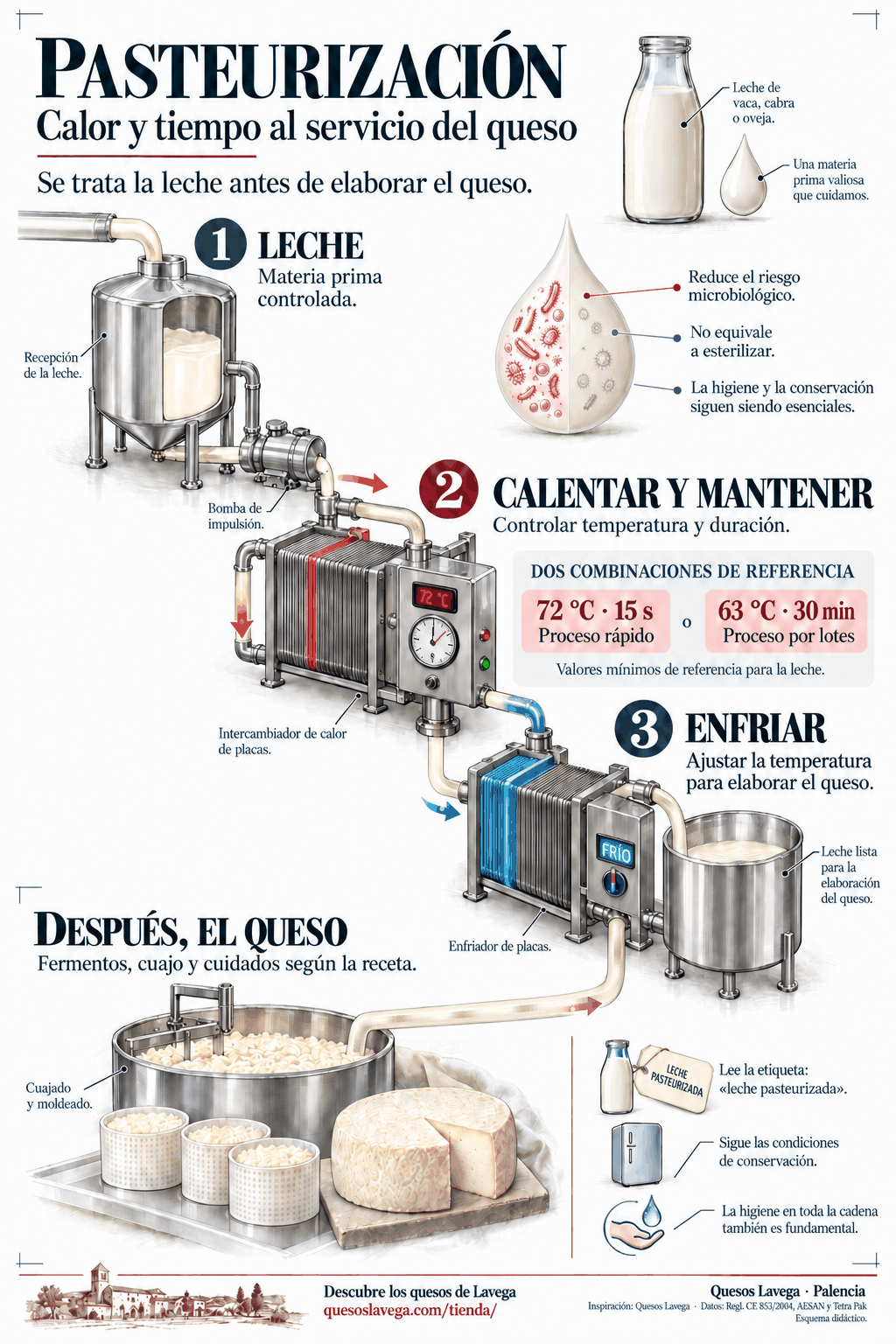 Leche pasteurizada en el queso: qué significa y cómo funciona
