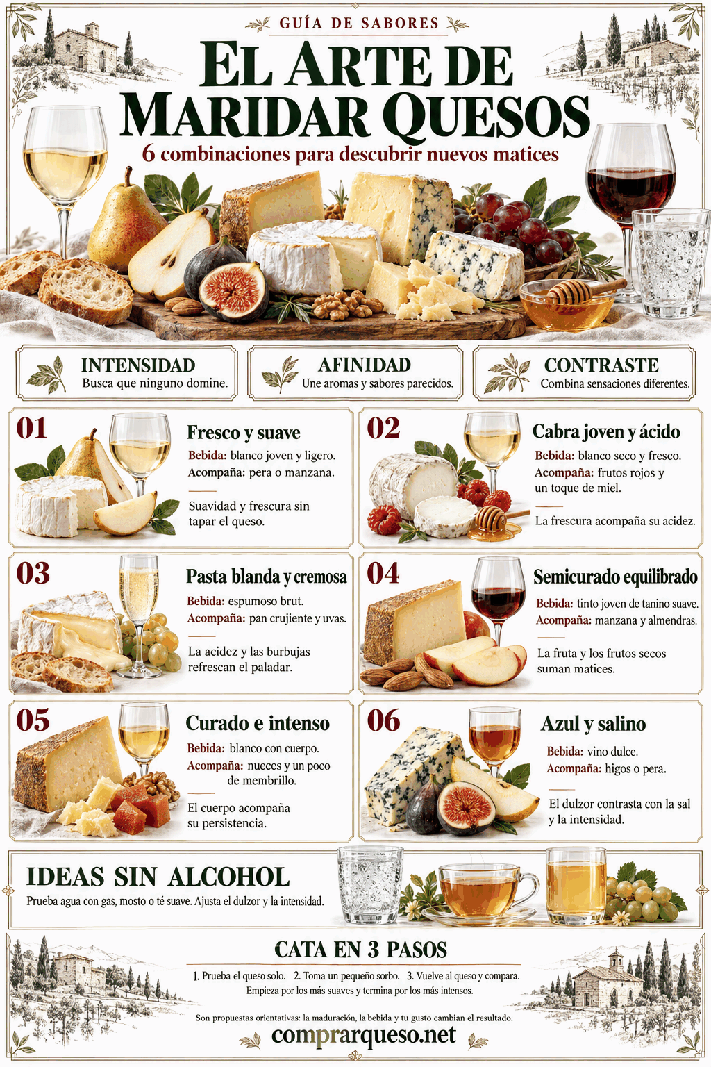 Cómo maridar quesos: vinos y acompañamientos