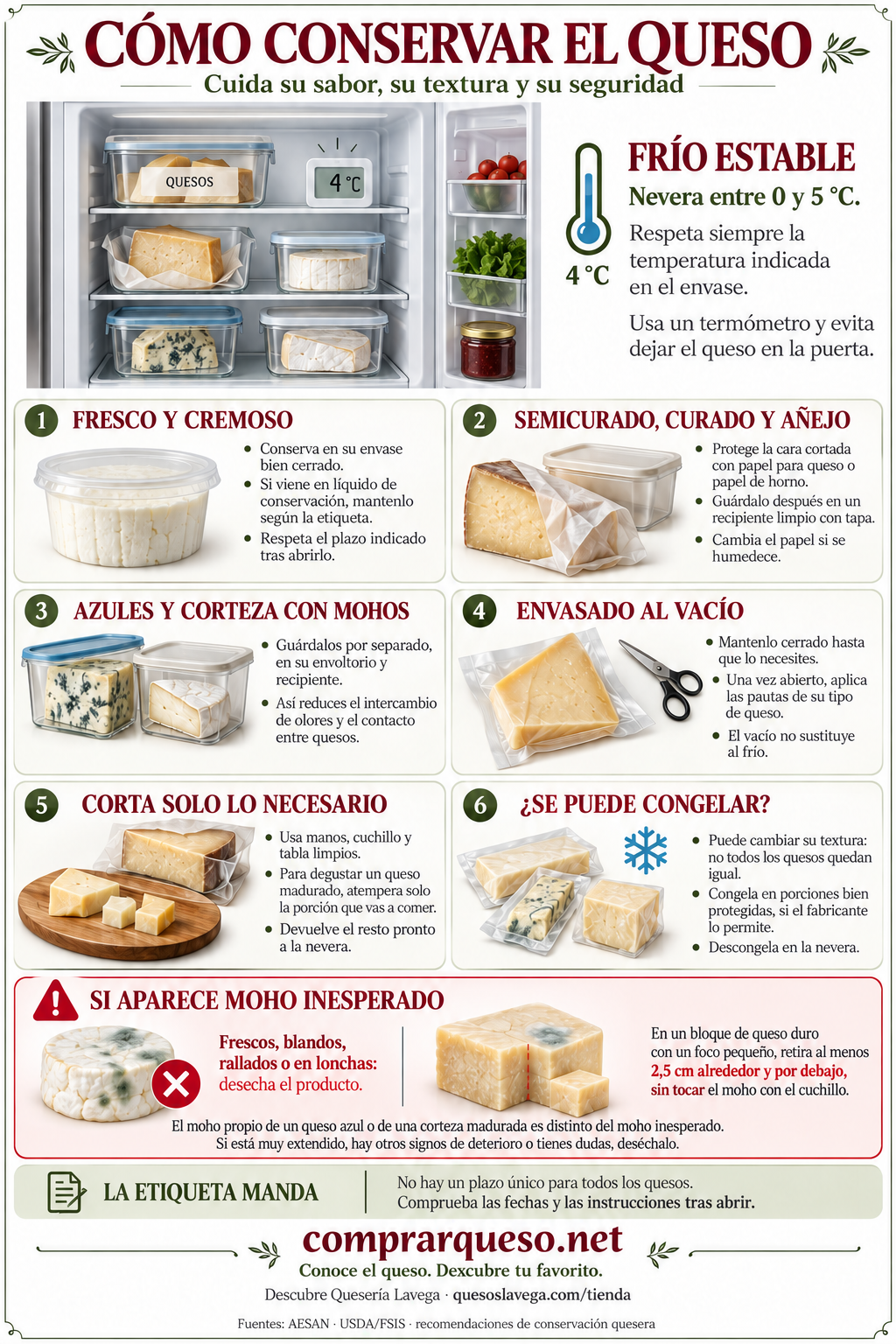 Cómo conservar el queso en casa: sabor, textura y frescura